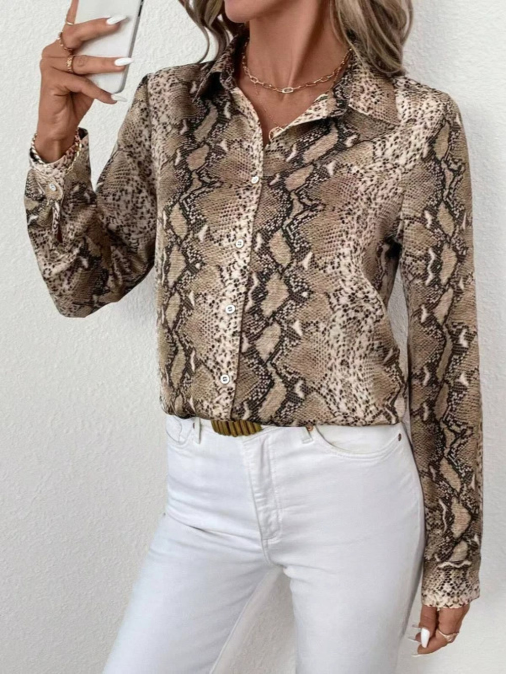 ZARA Leopard Print Long Sleeve Work Top
